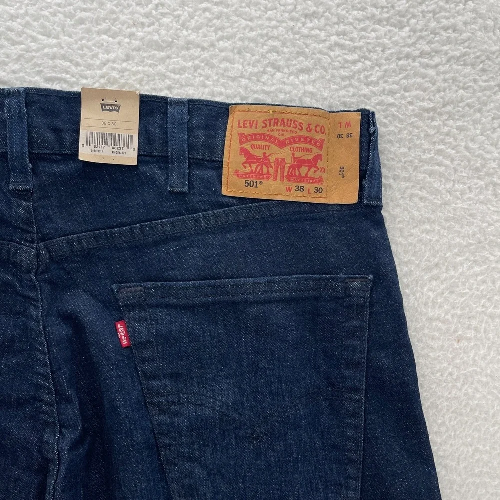 Levis 501 Jeans Mens 38x30 Blue Original Button Fly Dark Wash Grunge Cowboy 90s